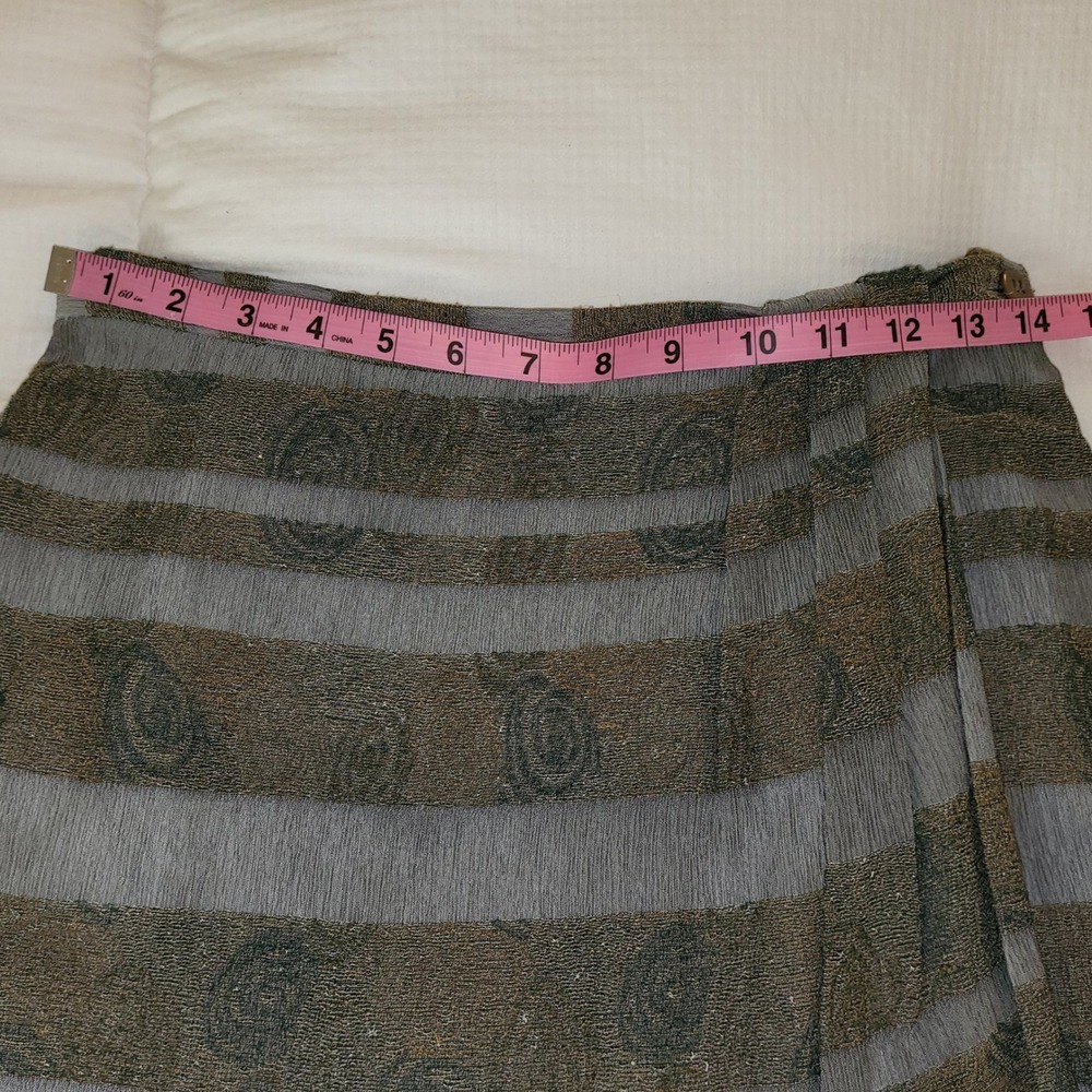 Giorgio Armani VTG 90s Olive Green Blazer and Blue Stripe 2 pc Skirt Suit 10 - Picture 14 of 16